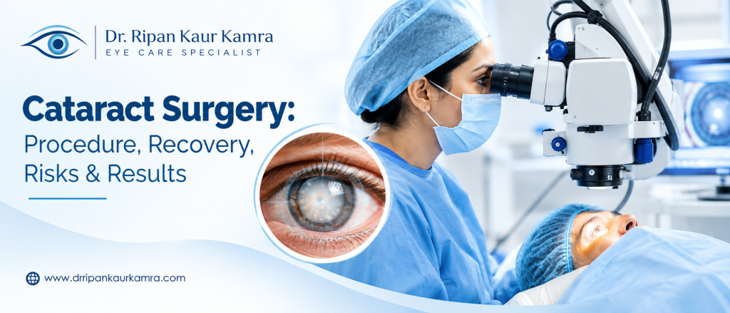 Cataract Surgery: Procedure, Recovery, Risks & Results Cataract surgery procedure performed by an ophthalmologist using a surgical microscope
