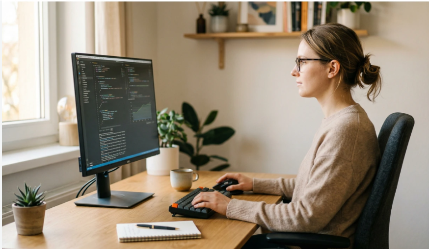 Proper computer screen position for comfortable eye use
