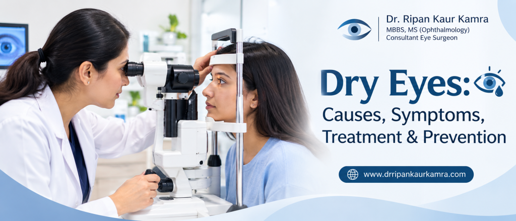 Dry eye examination showing causes symptoms and treatment