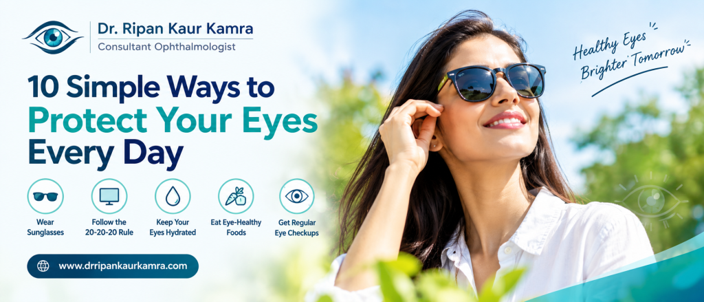 10 Simple Ways to Protect Your Eyes Every Day Person wearing UV-protective sunglasses for everyday eye protection