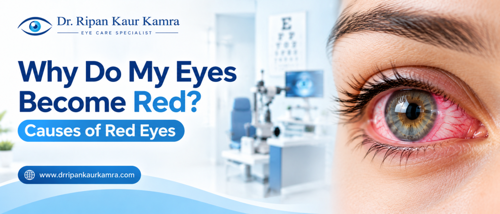 Why Do My Eyes Become Red? Causes of Red Eyes Red and bloodshot eye showing common symptoms of eye redness